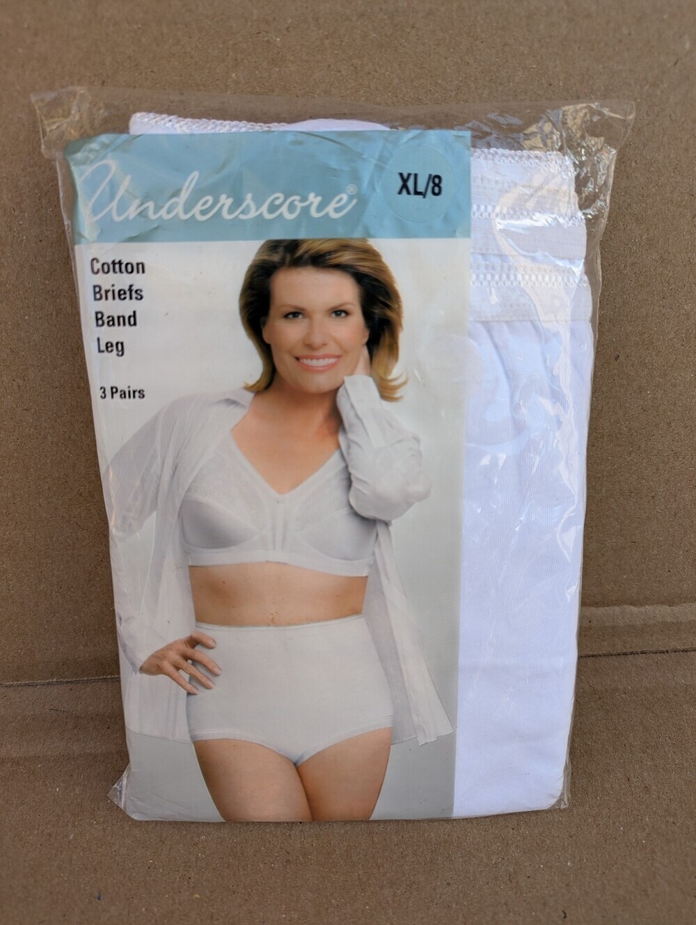 Underscore® Women's Cotton High-Waist Briefs Band Legs White Nylon New